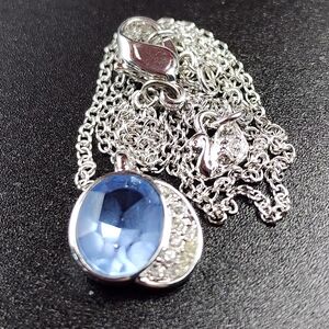 Swarovski‎ Crystal Blue Lobster Clasp Chain Necklace